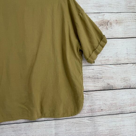 Madewell Linen-Blend Henley Slouch Shirt Womens Large Olive Surplus Green - Picture 7 of 12